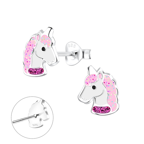 Silver Unicorn Stud Earrings - 10503