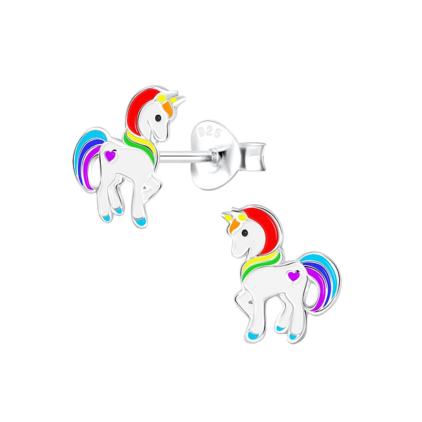 Silver Unicorn Stud Earrings - 10329
