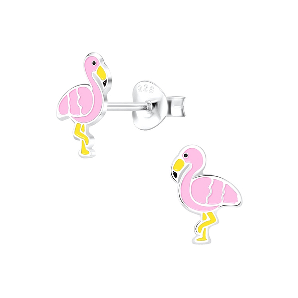 Silver Flamingo Stud Earrings - 10184
