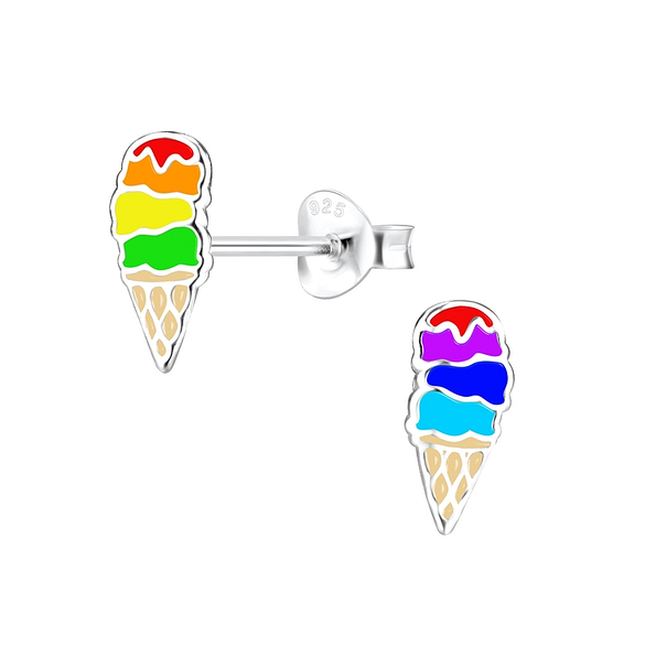 Silver Ice Cream Stud Earrings - 10559 Silver Ice Cream Stud Earrings - 10559