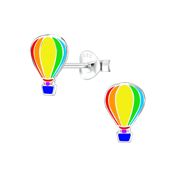 Silver Hot Air Balloon Stud Earrings - 10419