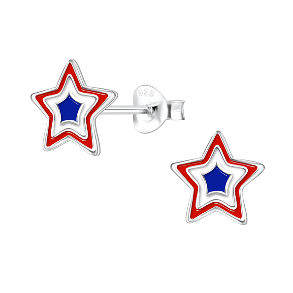 Silver USA Star Stud Earrings - 10200 Silver USA Star Stud Earrings - 10200