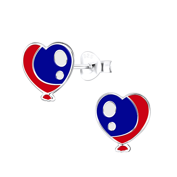 Silver USA Heart Stud Earrings - 10212