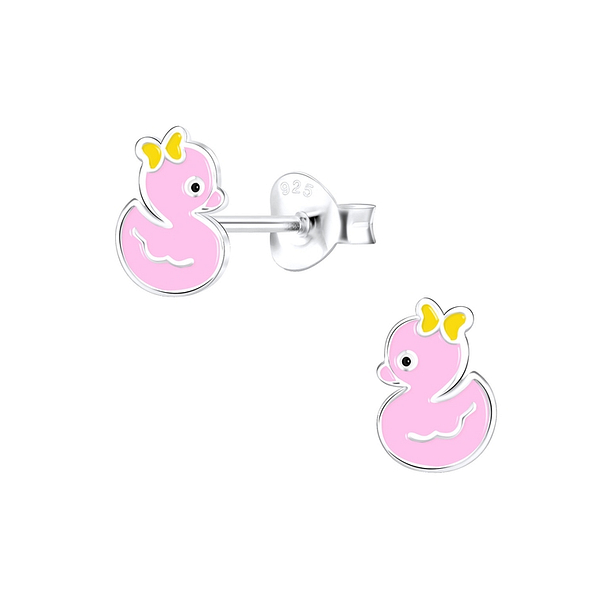 Silver Duck Stud Earrings - 9730