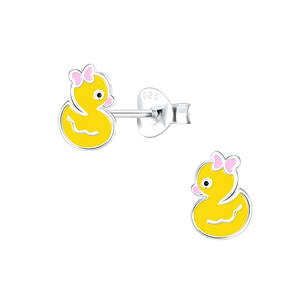 Silver Duck Stud Earrings - 9731