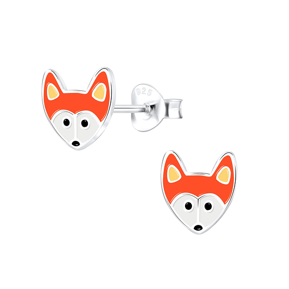 Silver Fox Stud Earrings - 9815
