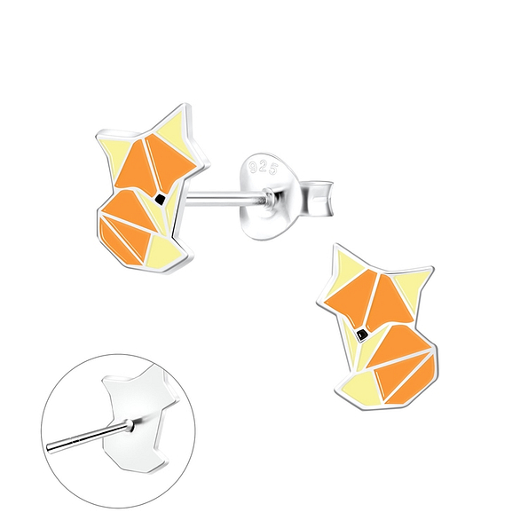 Silver Fox Stud Earrings - 9736