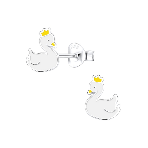 Silver Swan Stud Earrings - 9890