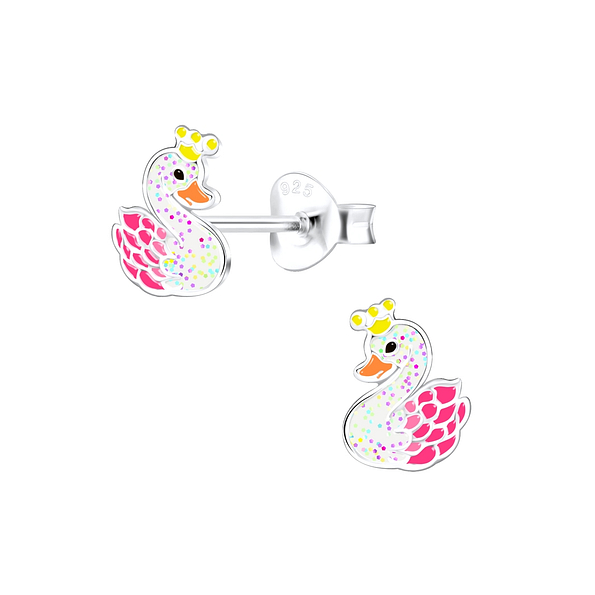 Silver Swan Stud Earrings - 9800