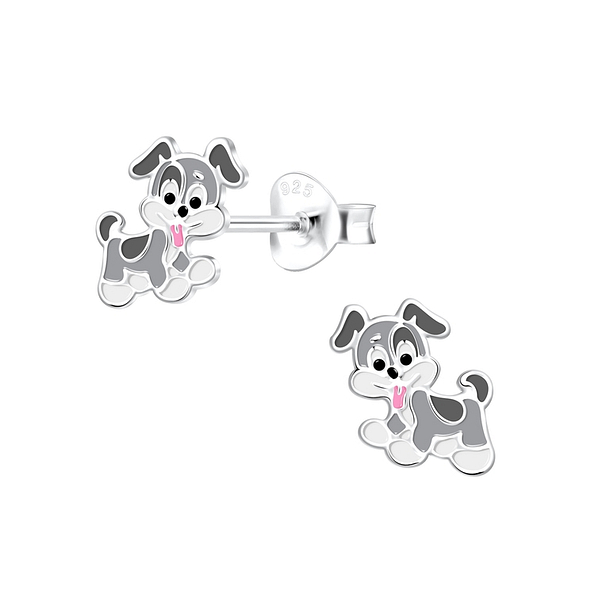 Silver Dog Stud Earrings - 10578 Silver Dog Stud Earrings - 10578
