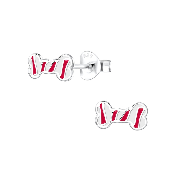 Silver Bone Stud Earrings - 10521