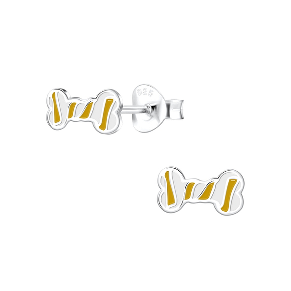 Silver Bone Stud Earrings - 10520