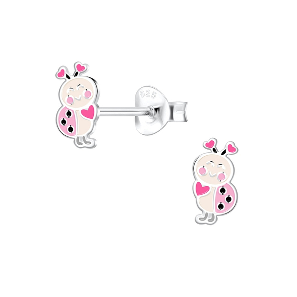 Silver Ladybug Stud Earrings - 11300