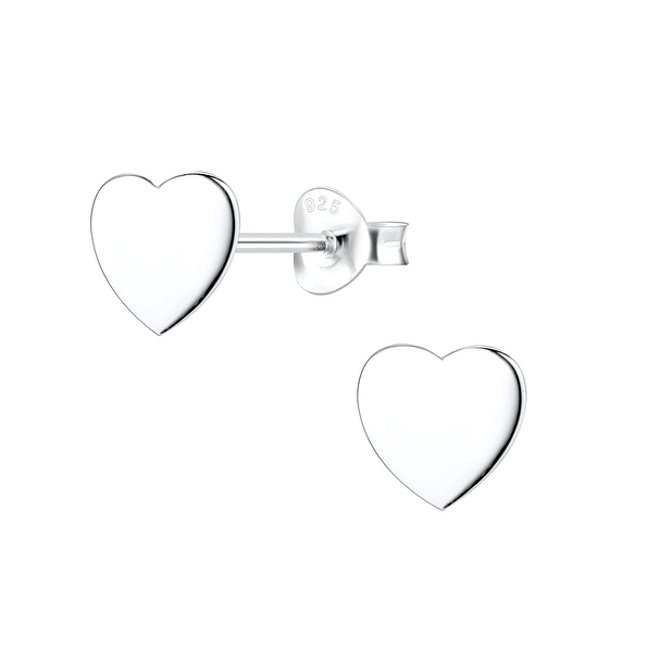 Silver Heart Stud Earrings - 10470