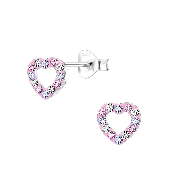 Silver Heart Stud Earrings - 10064