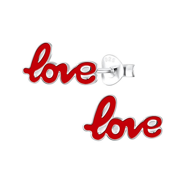 Silver Love Stud Earrings - 10424