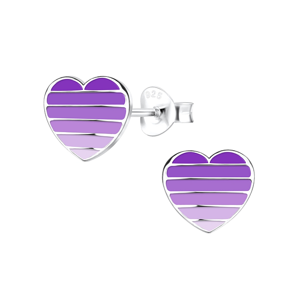Silver Heart Stud Earrings - 14623
