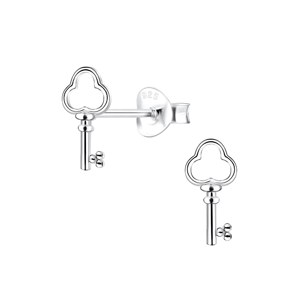 Silver Key Stud Earrings - 10479