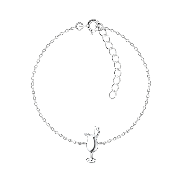 Silver Cocktail Glass Bracelet - 8606