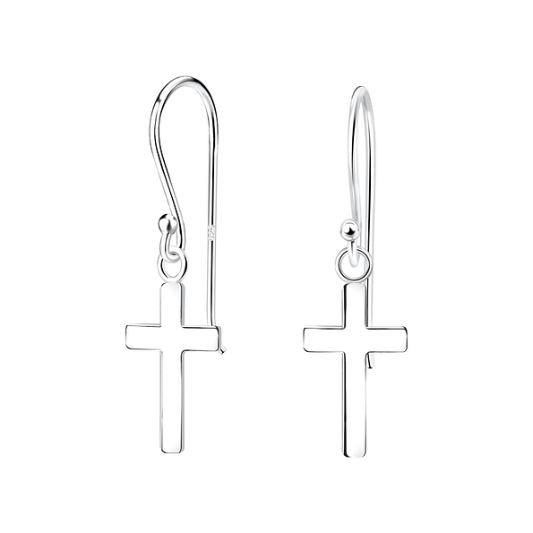 Silver Cross Earrings - 10692