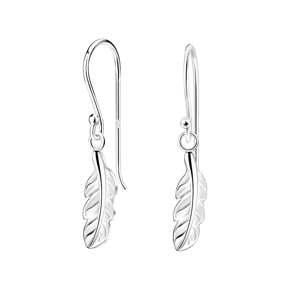 Silver Feather Earrings - 10622