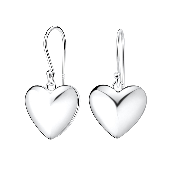 Silver Heart Earrings - 10718