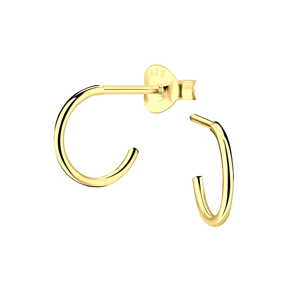 Silver Half Hoop Stud Earrings - 10671