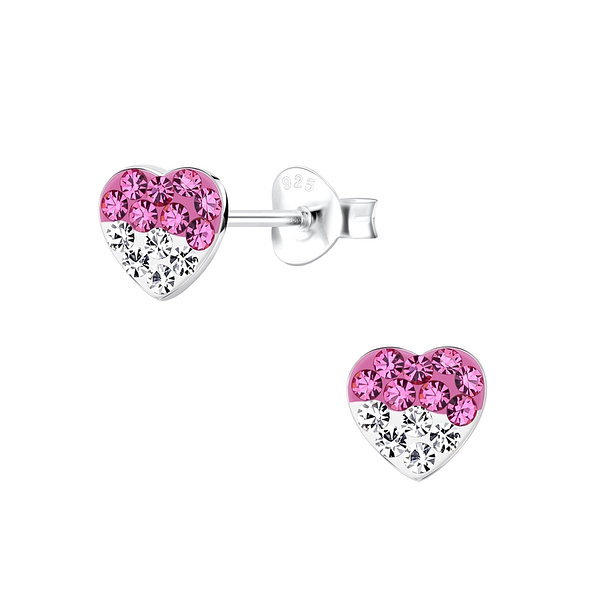 Silver Heart Stud Earrings - 10733