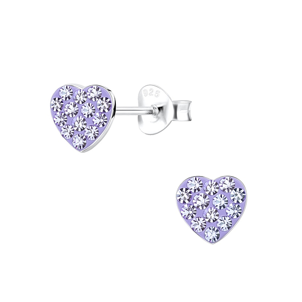Silver Heart Stud Earrings - 10734