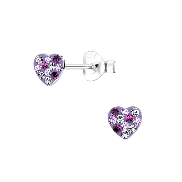 Silver Heart Stud Earrings - 10603