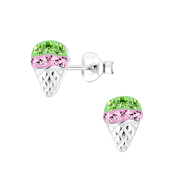 Silver Ice Cream Stud Earrings - 10582