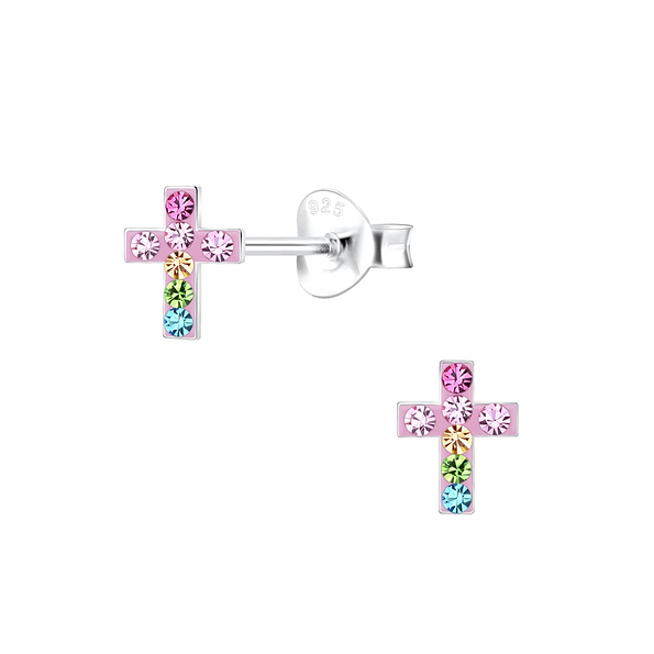 Silver Cross Stud Earrings - 10585