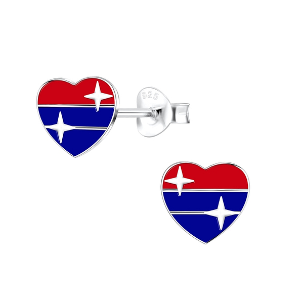 Silver Heart Stud Earrings - 10709