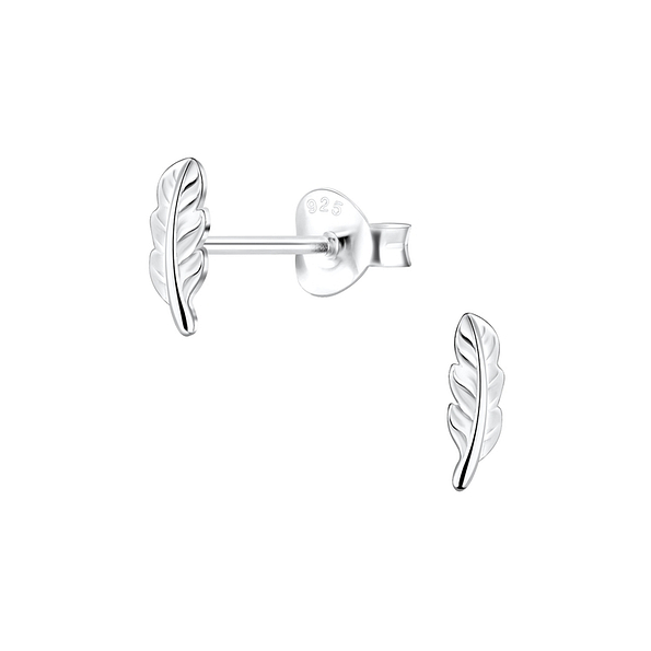 Silver Feather Stud Earrings - 10621 Silver Feather Stud Earrings - 10621