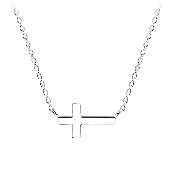 Silver Cross Necklace - 10695