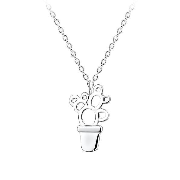 Silver Cactus Necklace - 10691