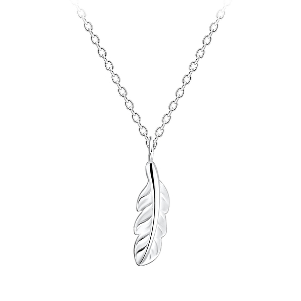 Silver Feather Necklace - 10623