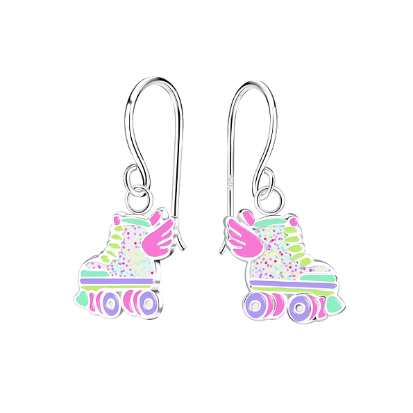 Silver Rollerblade Earrings - 11866