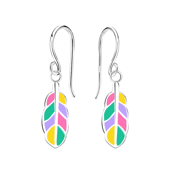 Silver Feather Earrings - 11412