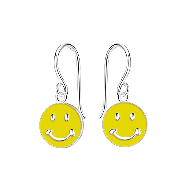 Silver Smiley Face Earrings - 10912