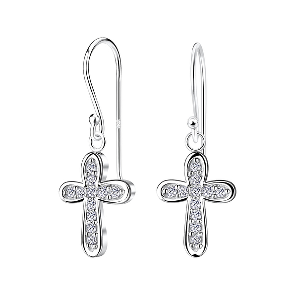 Silver Cross Earrings - 11669