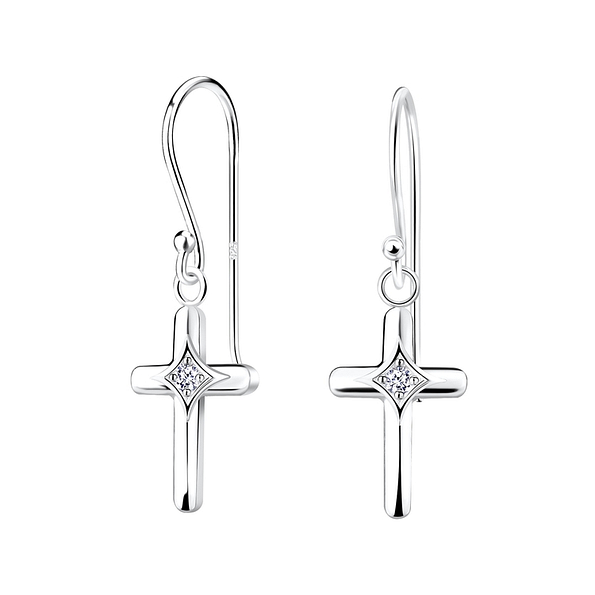 Silver Cross Earrings - 11670