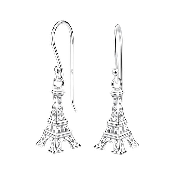 Silver Eiffel Tower Earrings - 11646