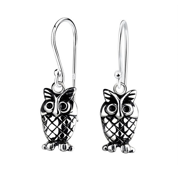 Silver Owl Earrings - 11753