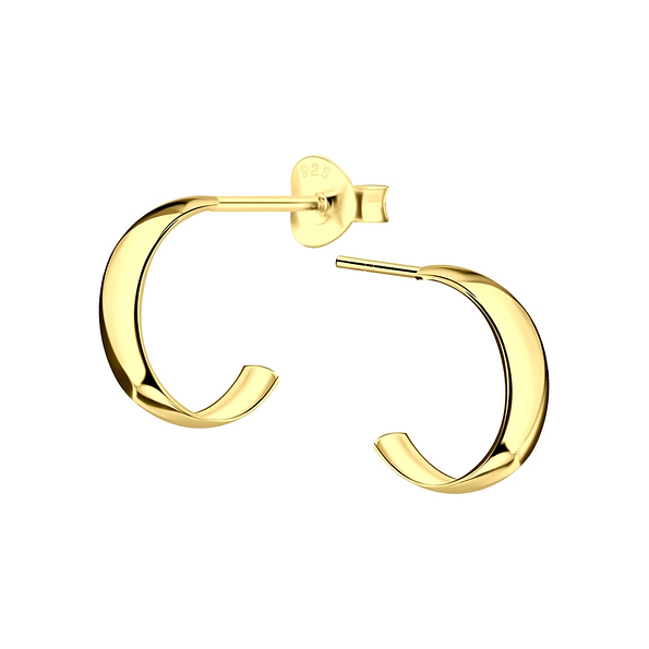 Silver Half Hoop Stud Earrings - 10896