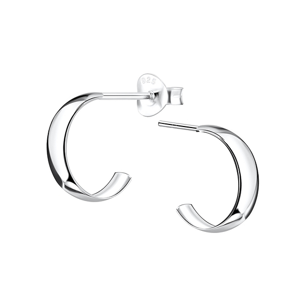 Silver Half Hoop Stud Earrings - 10895 Silver Half Hoop Stud Earrings - 10895