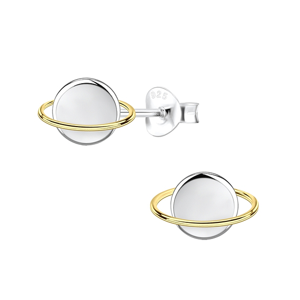 Silver Saturn Stud Earrings - 10752 Silver Saturn Stud Earrings - 10752