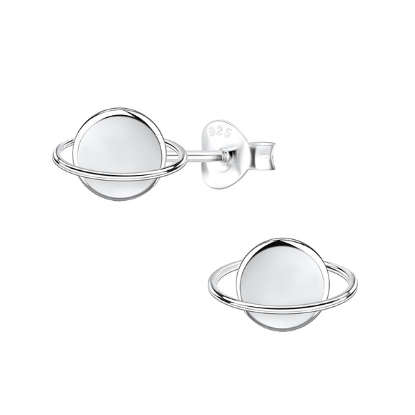 Silver Saturn Stud Earrings - 10749