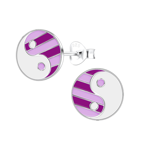 Silver Yin Yang Stud Earrings - 10822