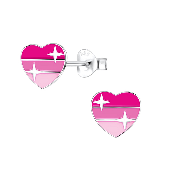Silver Heart Stud Earrings - 10824